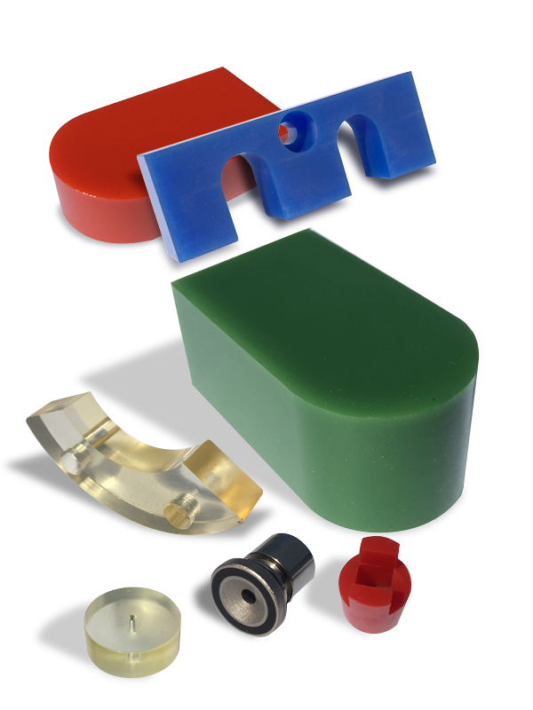 7 examples of custom polyurethane non-rollers.