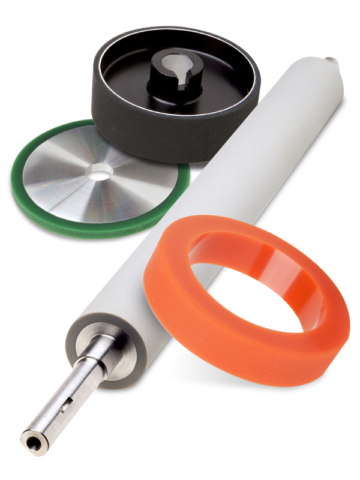 4 examples of custom & standard polyurethane rollers.