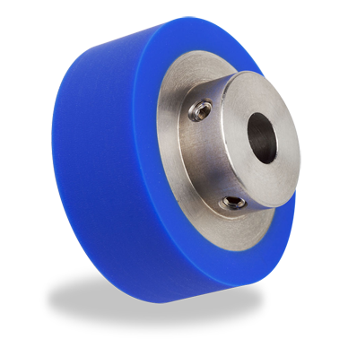 Blue hubbed urethane drive roller example.