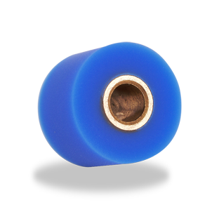 Blue urethane idler roller example.